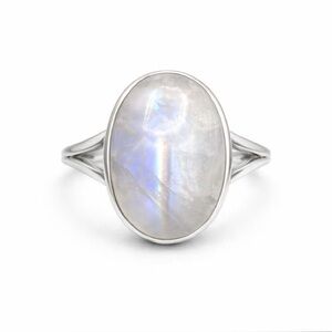 Rainbow Moonstone Sterling Silver Oval Ring